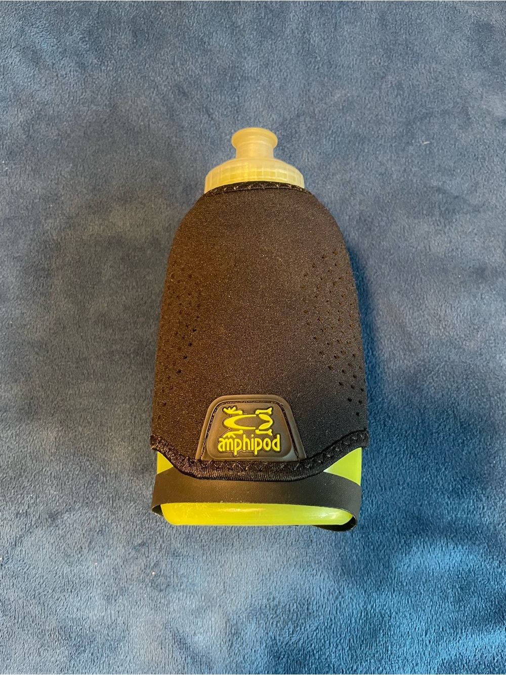 Amphipod Handheld Bottle with Black Neoprene Sleeve & Yellow Bottle
